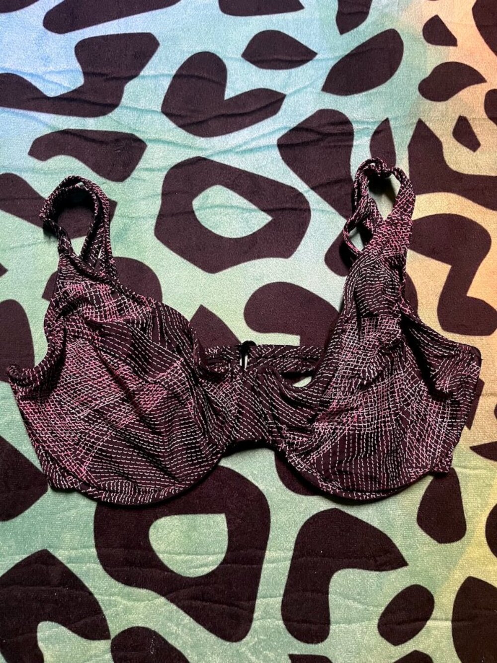 SUNSETS SEPARATES BLACK AND PINK BIKINI BRA TOP 34E